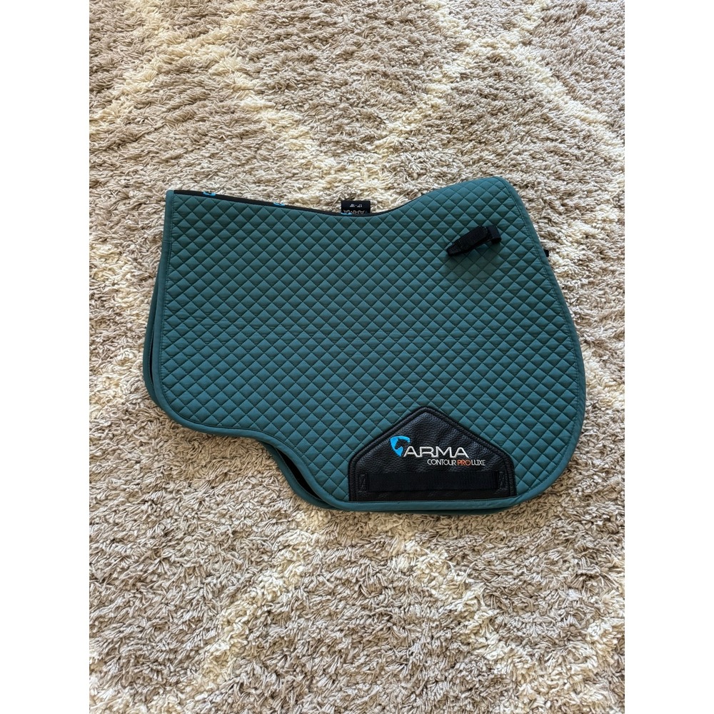 Arma Contour Pro Luxe Saddle Pad Teal Green Diamond Quilt 17-18 Inch Equestrian